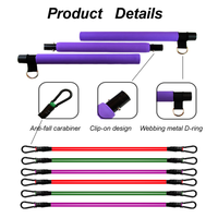 GEDENG Kit de barres de Pilates avec bandes de résistance ajustables Bâton de Pilates d'exercice portable à 3 sections