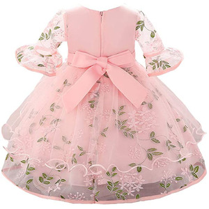 Da ragazza in pizzo principessa manica lunga multistrato Tulle Tutu impero in vita nascosta con cerniera formale abito da bambina - Product Image 2