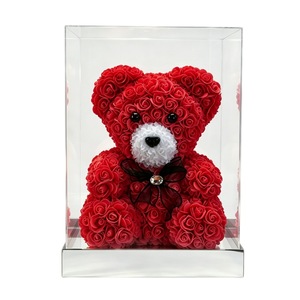 Preserved Rose Bear With Acrylic Transparent Gift <b>Box</b> Romantic Gift For 520 Valentines Day Flower Shop Supply <b>Drop</b> Shipping - Product Image 5