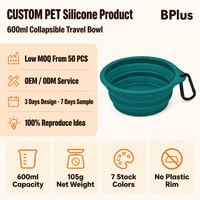 Bol d'eau de voyage BPlus 600 ml, pliable à 6 cm, 100 g, mousqueton en alliage, sept couleurs, MOQ 50, confirmé et prêt à l'emploi