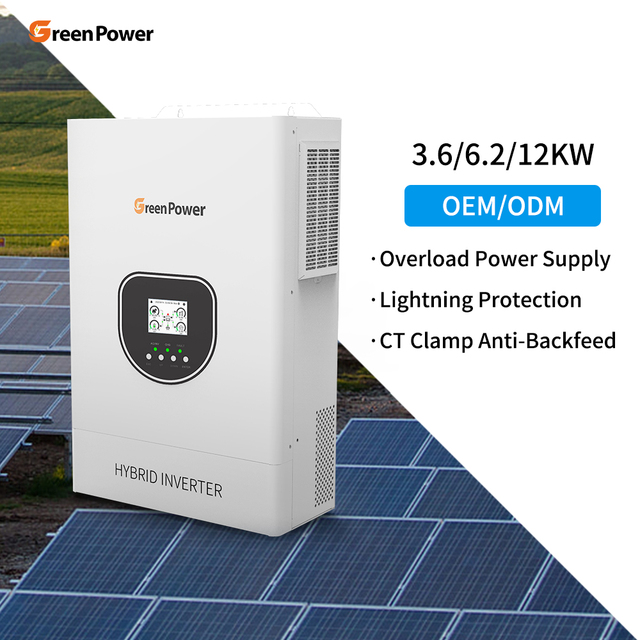 GreenPower Customized Hybrid Solar Inverter 3.6KW 6.2KW 3600W 6200w MPPT PV Inverter Single Phase Hybrid Solar Inverter