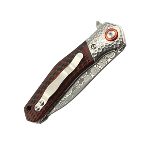 Chất Lượng Cao Tùy Chỉnh Tư Nhân Damascus Lưỡi Rèn Hạt Pommel & Gỗ Xử Lý Fusion Gấp Dao - Product Image 4