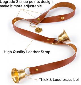 Campanas de puerta de cuero para perros, grandes de latón, extra ruidosas para entrenamiento de perros, adiestramiento para ir al baño, para perros pequeños y sujeción de manijas. - Product Image 3