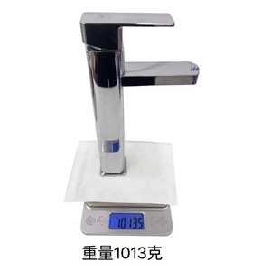 Single <b>Handle</b> Basin Faucet 30cm High Brass Plated Square Single Hole Deck Mounted Ceramic Valve Core - Product Image 1