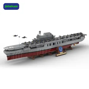 BuildMoc The USS Enterprise CV-6 Building Blocks Set Military World War II Warship Battle Boat Bricks Toy for Children Gift