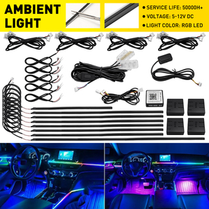 Bande lumineuse LED RGB pour l'intérieur de la voiture, 110 cm, 75 cm, 35 cm, contrôle par application, mise à niveau 12V - Product Image 4