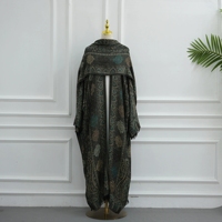 Robe Abaya Pashmina pour femmes musulmanes, robe longue à manches longues, robe élégante grande taille, jacquard, strass thermocollants, hijab, ensemble deux pièces