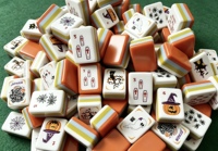 Tuiles de Mahjong en Acrylique Premium Thème Halloween, Idéales pour les Cadeaux de Fêtes, les Divertissements et les Jeux en Milieu Festif