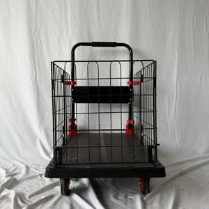 2 in 1 Foldable Platform <b>Trolley</b> Enclosed Cage <b>Heavy</b> <b>Duty</b> <b>Folding</b> Flatbed Dolly Cart Hand Truck Water Barrel CHNA - Product Image 5