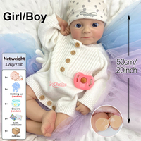 Poupée Reborn Fille/Garçon de 20 Pouces en Silicone Souple avec Peau Peinte à la Main et Texture Réaliste