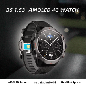Montre connectée sportive Android B5 avec écran AMOLED de 1,53 pouce, batterie de 800 mAh, appels Bluetooth, Wi-Fi, carte SIM 4G, moniteur de fréquence cardiaque, suivi du sommeil, boussole, caméra, IP67 - Product Image 2