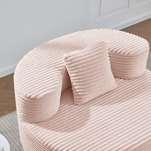Sillón Moderno de Pana con Cojín, Asiento Profundo Tapizado para Sala de Estar o Dormitorio, No Requiere Ensamblaje, Color Blanco - Product Image 6