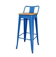 Tabouret moderne extra-haut en fer avec coussin en bois antirouille Chaise de bar en métal pour table de bar Décoration de salon Utilisation du parc dans les appartements