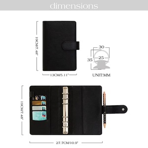 Archivador <span class=keywords><strong>A5</strong></span> de Cuero Duradero Tapa Dura <span class=keywords><strong>6</strong></span> Anillas Oro Rosa Planificador Financiero Organizador de Presupuesto Encuadernación en Espiral Regalo para Oficina Varios Tamaños - Product Image 5