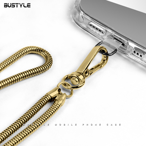 Custodia personalizzata in metallo dorato con cinturino per telefono per <span class=keywords><strong>iPhone</strong></span> 14 Pro 13 12 <span class=keywords><strong>11</strong></span> custodia in TPU Patch Chain Mirror custodia per cellulare di lusso - Product Image 4