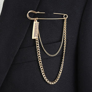 Grande Épingle de Sûreté Hip Hop pour Homme Tendance Mode Chaîne de Poitrine Broche Plaqué Argent Fiançailles de Mariage Célébrité d'Internet Exagérée - Product Image 3
