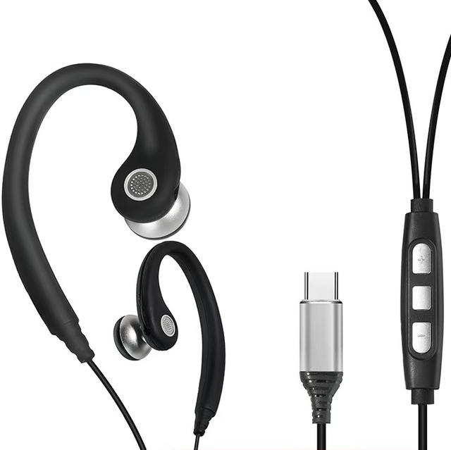 OWS-007 Custom Fit Wired In-ear Headphones with Microphone Dynamic Driver USB-C Port No Noise Cancelling Desktop Headset