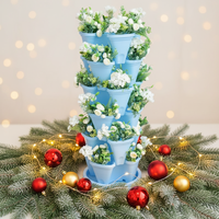 Jardinière verticale à fraises empilable, pot de fleurs en plastique multicouche, tour hydroponique, jardinière décorative pour la maison