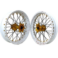 Jeu de roues à rayons Supermoto 17 pouces 3.5x17 & 4.25x17, finition peinture éclaboussée, moyeu et jante anodisés CNC pour kit Sur-Ron Ultra Bee Motard