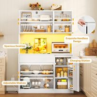 Meuble de rangement en bois personnalisable pour cuisine, avec station de charge, étagères de porte et bar à café