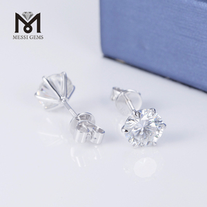 Listo para enviar MSE-519 Pendientes de diamantes de laboratorio con forma redonda en oro de 18K. - Product Image 2