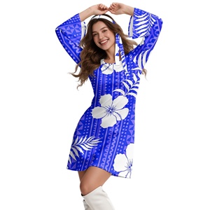 <span class=keywords><strong>Robe</strong></span> de luxe bleue avec imprimé de feuilles et de fleurs blanches, costume <span class=keywords><strong>hippie</strong></span> des années 70 pour femmes, <span class=keywords><strong>robe</strong></span> Go Go Groovy, robes rétro pour Halloween avec foulard - Product Image 2