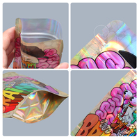 Sacs en Mylar holographiques anti-enfants de 3,5 g, emballages réutilisables pour collations et bonbons en formes spéciales, refermables pour un rangement pratique