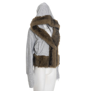 เสื้อโค้ทฤดูหนาวสำหรับผู้หญิง Viviblook J25TP395 รุ่นใหม่ แต่งปกขนสัตว์แบบต่อ พร้อมฮู้ด แจ็คเก็ตคาร์ดิแกนสำหรับผู้หญิง - Product Image 4