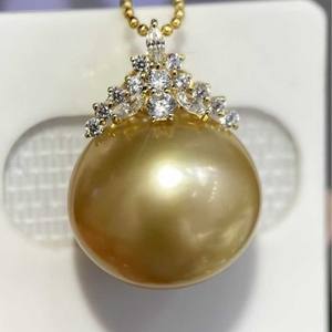 Wenchi Natural Gold Bead Pendant Strong <b>Light</b> Flawless Front 925 Sterling Silver <b>Rock</b> Sugar Set 14-13mm Complemented Silver - Product Image 4