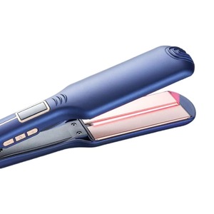 Lisseur <span class=keywords><strong>de</strong></span> <span class=keywords><strong>cheveux</strong></span> professionnel électrique 2-en-1 à plaques larges, affichage LCD PTC, chauffage rapide portable, utilisation domestique et hôtelière, infrarouge - Product Image 1