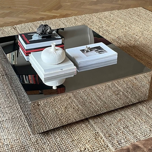 Mesa de Centro Moderna de Acero Inoxidable, Mesa de Té Rectangular de Metal para Sala de Estar - Product Image 4
