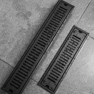 Drenaje de Piso Lineal de Acero Inoxidable 304 Negro, Antiolor, para Baño, Cubierta Larga, Diseño Moderno, Instalación Empotrada, Tubería de 40-110 mm - Product Image 5