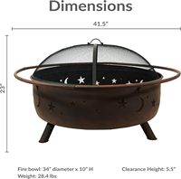 Foyers ronds en fer avec écrans anti-étincelles et grilles pour brûler du bois, pour patios, terrasses et jardins