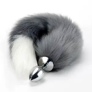 Low price wholesale Hot Selling 14 color 3size fox tail anal plug butt plug Anal sex toys metal plug anal Tail