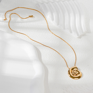 304 316 Gold plated spiral pendant Spiral pendant <b>necklace</b> <b>chain</b> Minimalist gold pendant <b>necklace</b> Unisex gold pendant <b>necklace</b> - Product Image 1