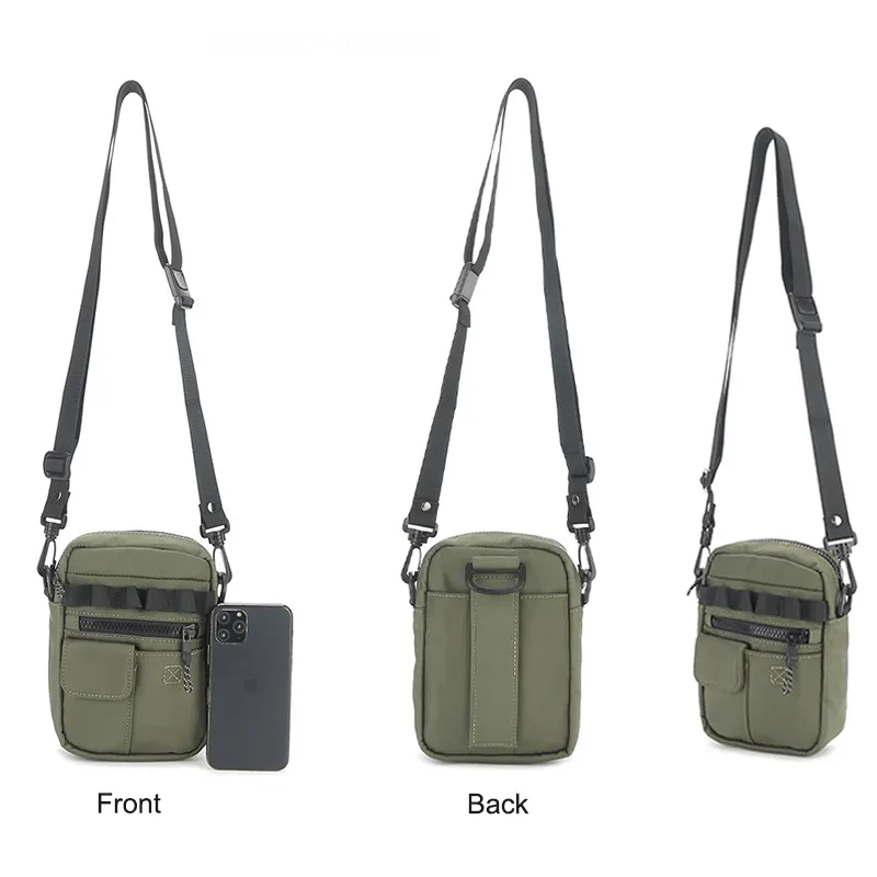 Custom High Quality Waterproof Men Hiking Messenger Bag Green Waist Sling Bag Crossbody Chest Shoulder Bag For Men