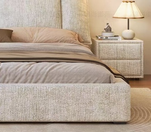 Baichuan Dernier design moderne Rembourré Chenille <span class=keywords><strong>Velours</strong></span> Tissu Queen King Size Meubles de chambre en bois Lit avec rangement - Product Image 6