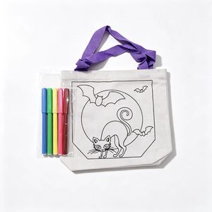 Set Borsa Fai da Te Halloween Personalizzabile per Genitore e Figlio, Borsa in Tela Artigianale Riutilizzabile con Stampa Serigrafica, Forma Piatta, Marca HS Fashion - Product Image 2