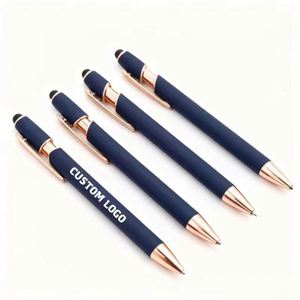 Rubber Rose <b>Gold</b> Parts Metal Stylus Touch Ball <b>Pen</b> With Printed Laser Engraved Brand Logo for Office Business Promo Gift - Product Image 6