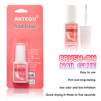 Colle à ongles adhésive rose forte de 7g, qualité professionnelle, OEM ODM, pour faux ongles en acrylique, emballage en blister ANTEGU