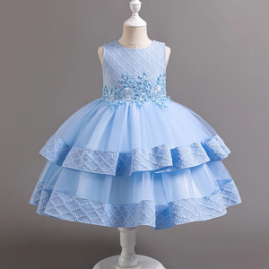 Vestido de Princesa para Niñas, Nuevo Conjunto Elegante de Encaje Estilo <span class=keywords><strong>Lolita</strong></span>, Vestido de Fiesta de Cumpleaños hasta la Rodilla, Tendencia de Moda - Product Image 5