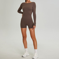 Aoyema-Combinaison de course à pied féminine, manches longues, pour le yoga, fitness, sport, une pièce