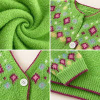 Cardigan en tricot pour femme personnalisé, col en V, jacquard, fabrication OEM ODM, marque privée