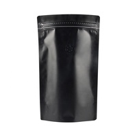 Sachets Doypack autoportants en plastique noir mat pour café avec fermeture éclair et valve