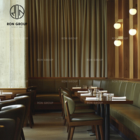 Table ronde en bois moderne pour hôtel, canapé en cuir demi-cercle, banquette de restaurant, table et chaise, mobilier de banquette pour café