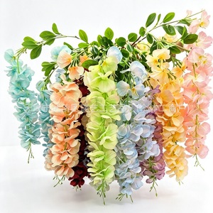 Guirlande de fleurs artificielles de glycine en soie pour décorations de plafond de mariage, multicolores, à longues tiges, plantes suspendues décoratives - Product Image 1