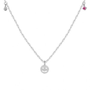 Collier pendentif visage souriant Dylam Dainty Charm, design minimaliste, bijoux de mode, argent 925, zircone 5A, pour femmes, à porter au quotidien - Product Image 1