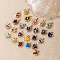 YIMEILI & Vintage – Breloques ouvrables en cuivre plaqué or pour photos, pendentifs médaillons en émail en forme de fleur pour bijoux DIY