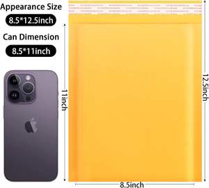 Enveloppes à bulles jaunes en kraft 8,5x11 pouces, petites enveloppes d'expédition auto-adhésives, enveloppes rembourrées jaunes personnalisées - Product Image 2