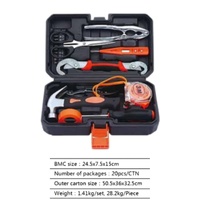 XTXS BYD-21 Pièces Ensemble d'outils à main en acier inoxydable OEM, comprenant grattoir et clés mixtes, avec mallette rigide à clip en noyer - Kit d'entretien domestique DIY